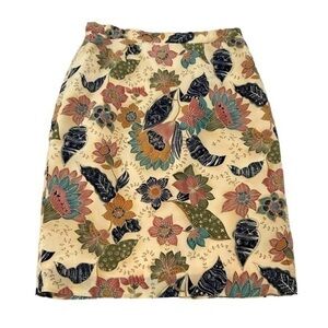 100% VINTAGE SILK FLORAL PRINT LINED SKIRT, SIZE M